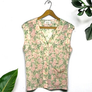 Victoria’s Secret Gold Label Vintage 90s Floral Print Valentines Smocked Blouse